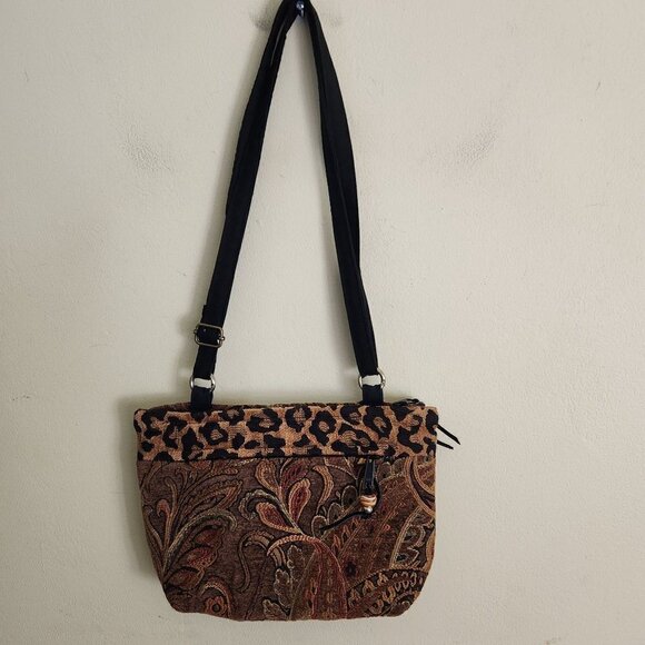 Connie Gunderson California Designer Leopard Tapestry Art to Wear Crossbody Bag - Picture 5 of 10